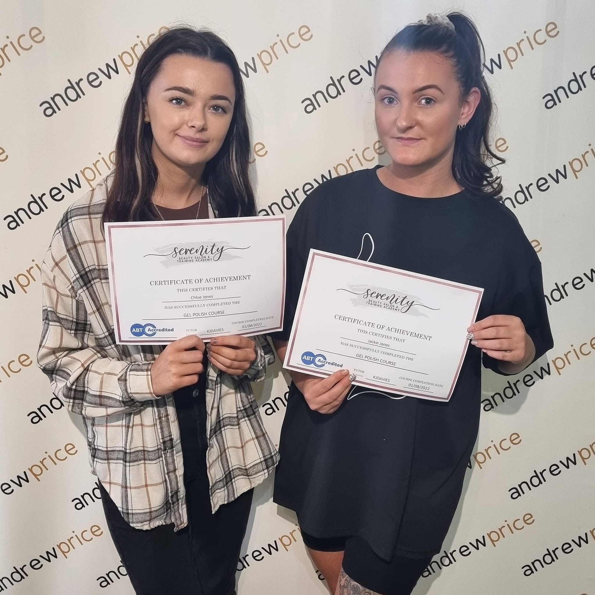 A Serenity Training Academy graduate with her certificate